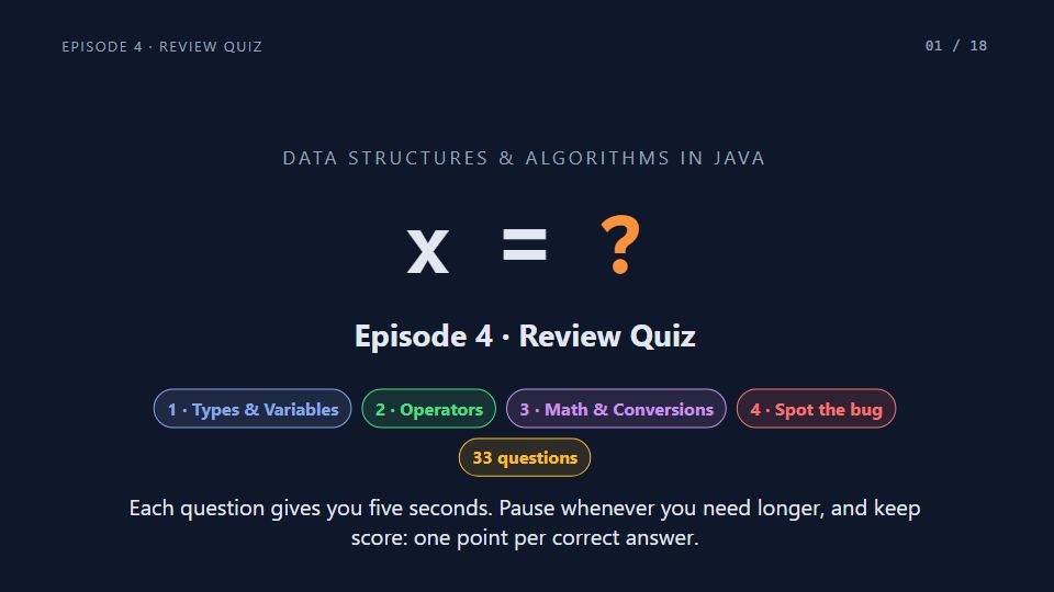 Title card of Episode 4: Review Quiz