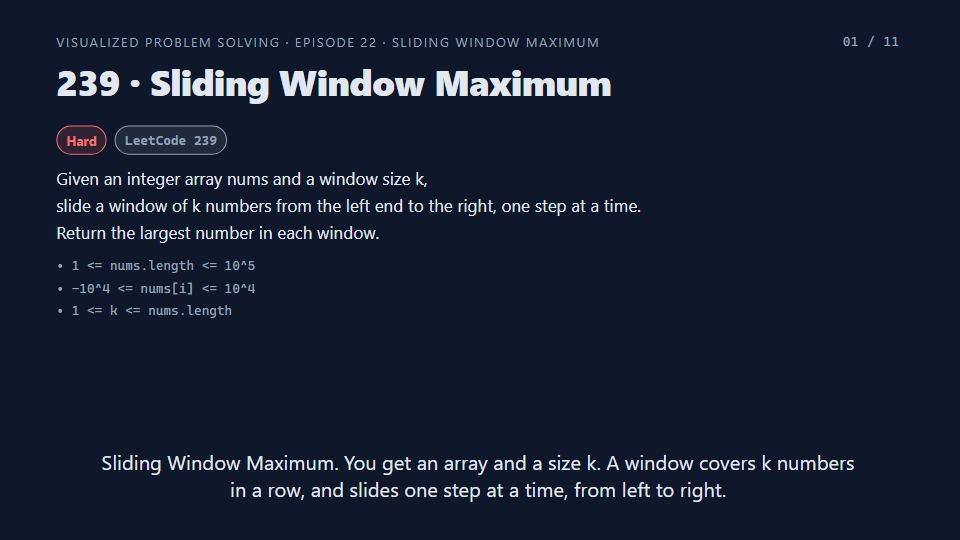 Title card of Episode 22: Sliding Window Maximum